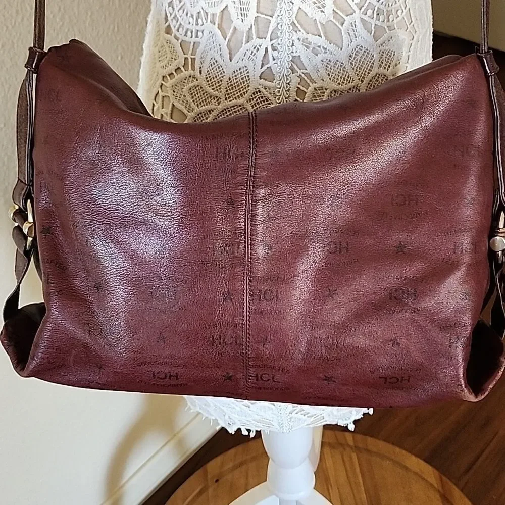 HCL Germany Luxury Y2K Boho Chic Indie Sleaze Slouchy Stamped Leather Hobo Bag